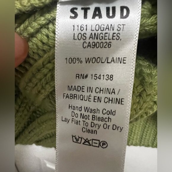 STAUD Bette Green Turtleneck Sleeveless Sweater Size M - Picture 6 of 6